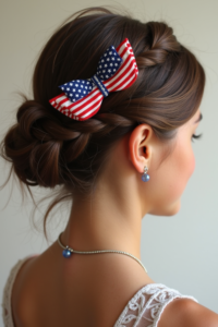 Braided Crown with Patriotic Hair Clips