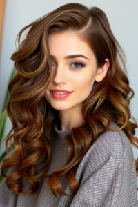 Stylish Side-Swept Curls